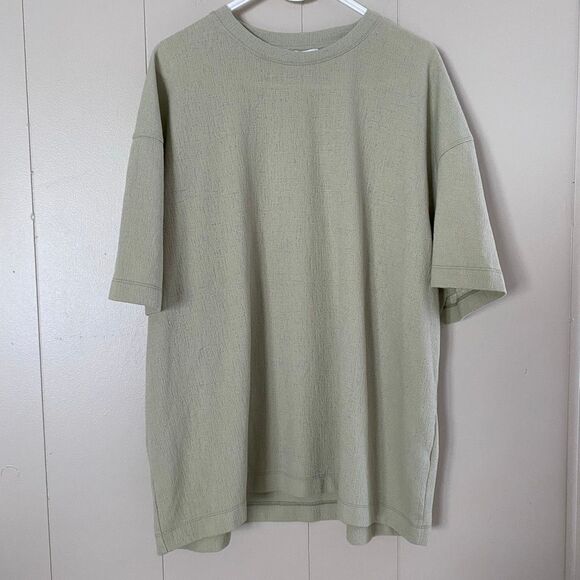 Zara Textured Oversized T-Shirt Size L Sage Green Minimalist Tee Relaxed Fit - Picture 1 of 5